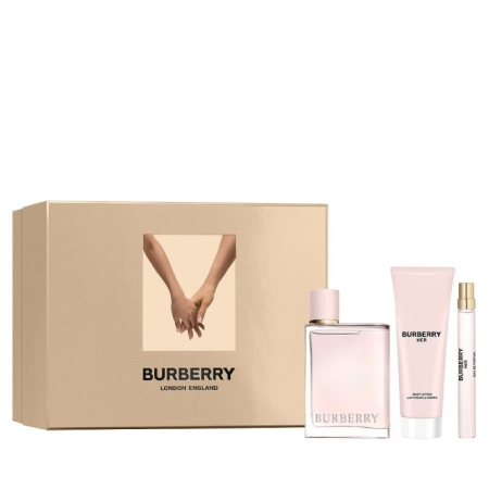 BURBERRY  Her Eau de Parfum 3pcs (EDP 100ml + Body Lotion 75ml + EDP 10ml) ,BURBERRY Her Spring 2023 EDP + Body Lotion + Parfum Spray Set , BURBERRY ราคา , BURBERRY รีวิว , BURBERRY หอมไหม , SET PERFUME BURBERRY HER